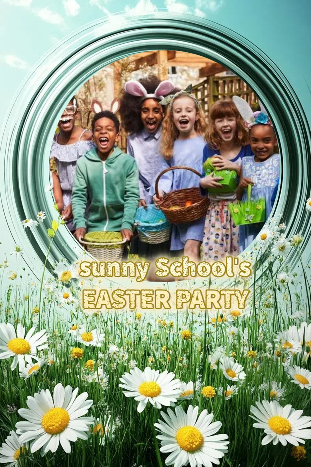 Ostern Fotokulissen Frühlingswiese Eierjagd Personalisierte Kulisse CSH3-222