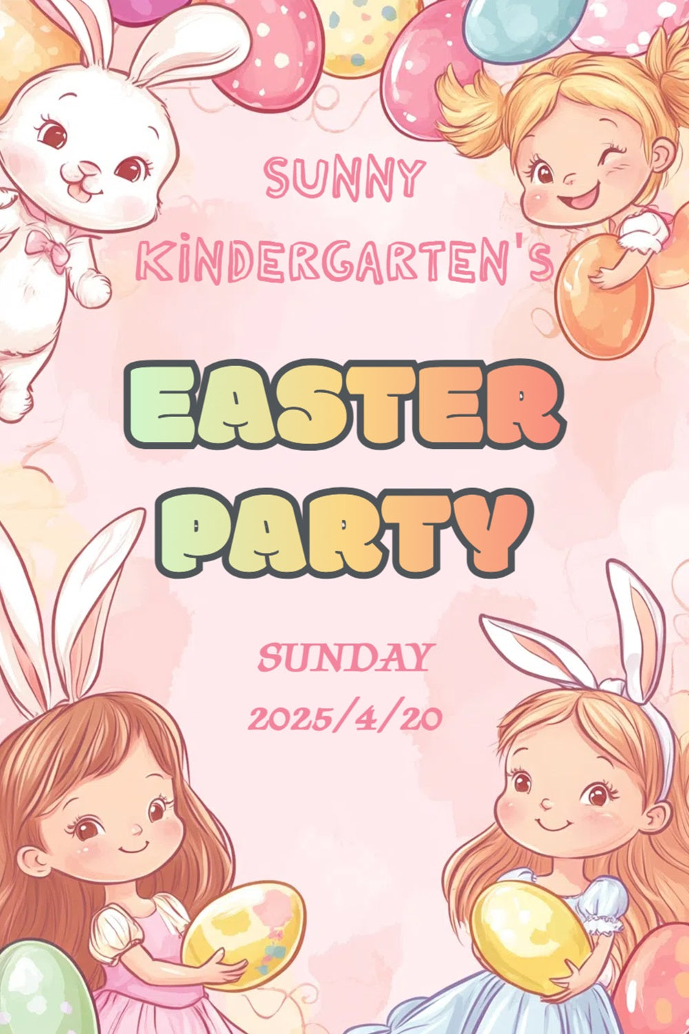 Ostern Backdrop Ideen Cartoon Bunny Celebration Personalisierte Backdrop CSH3-226