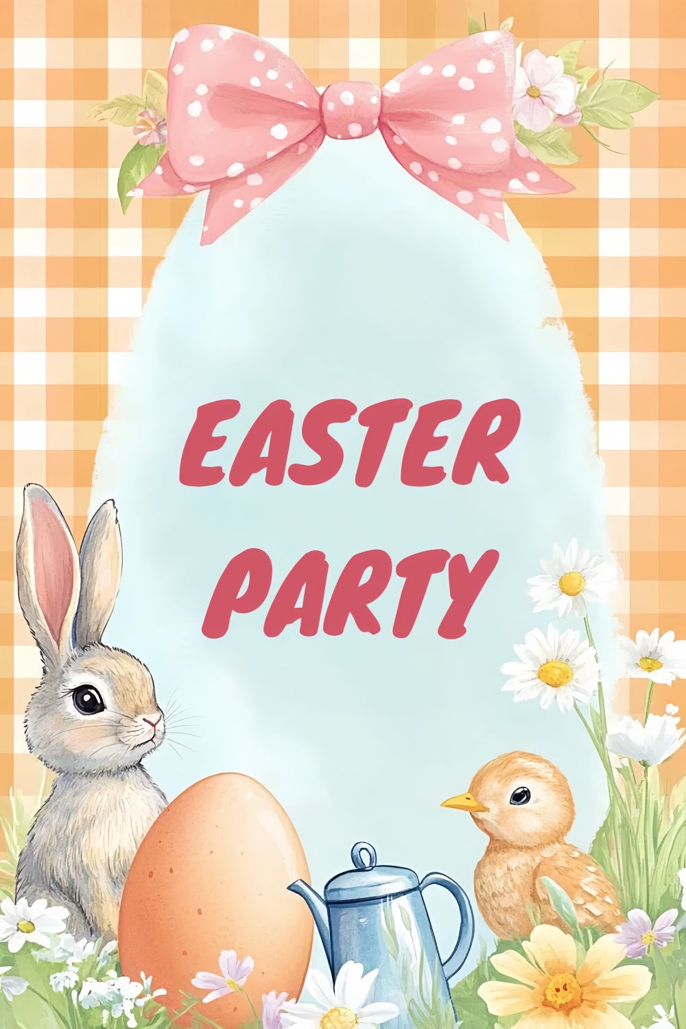 Backdrop für Ostern Gingham Bunny Floral Personalisierte Backdrop CSH3-228