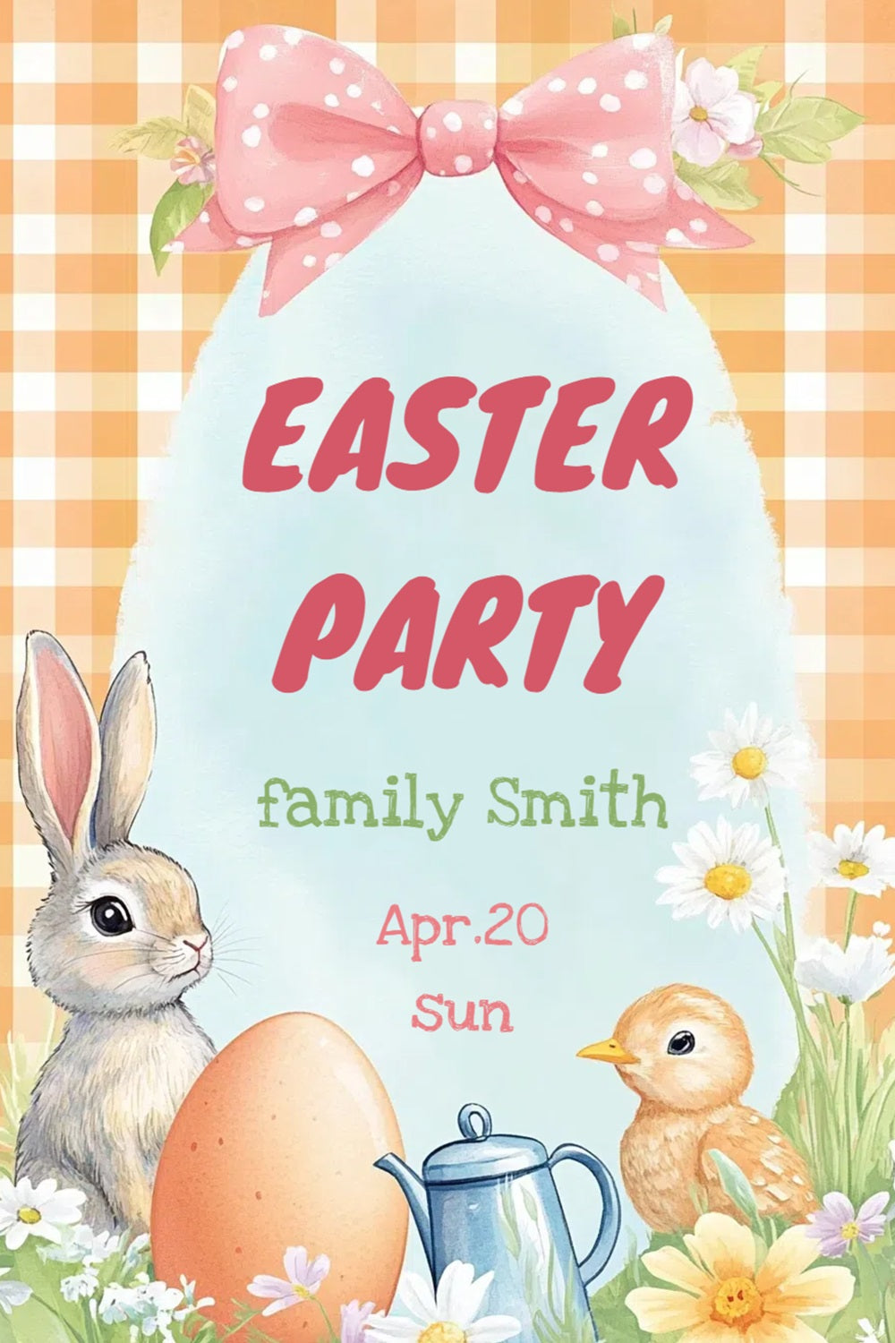 Backdrop für Ostern Gingham Bunny Floral Personalisierte Backdrop CSH3-228