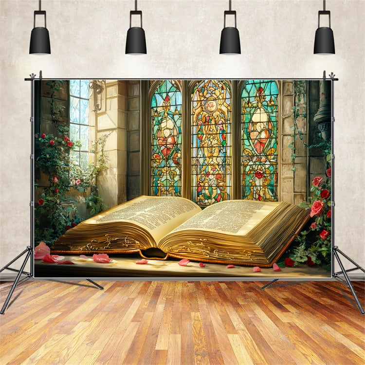 Backdrop Back To School Vintage Buch Glasmalerei Backdrop CSH3-23