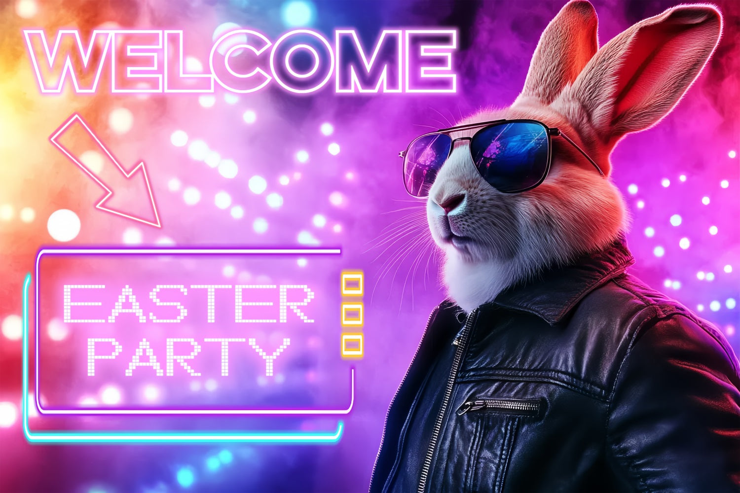 Ostern Fotohintergrund Neon Bunny Party Personalisierte Kulisse CSH3-230