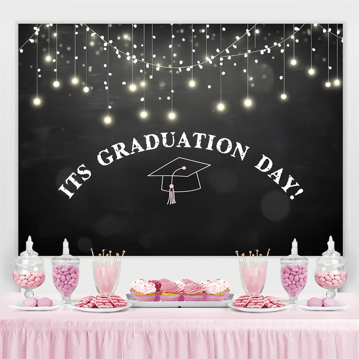 Graduation Backdrop Fotoshooting Hängende Lichter Graduation Party Backdrop CSH3-239