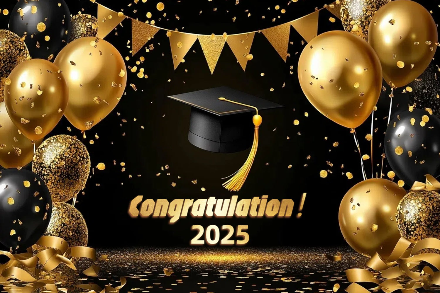 Graduated Backdrop Goldene Ballon Konfetti Graduation Party Backdrop CSH3-243