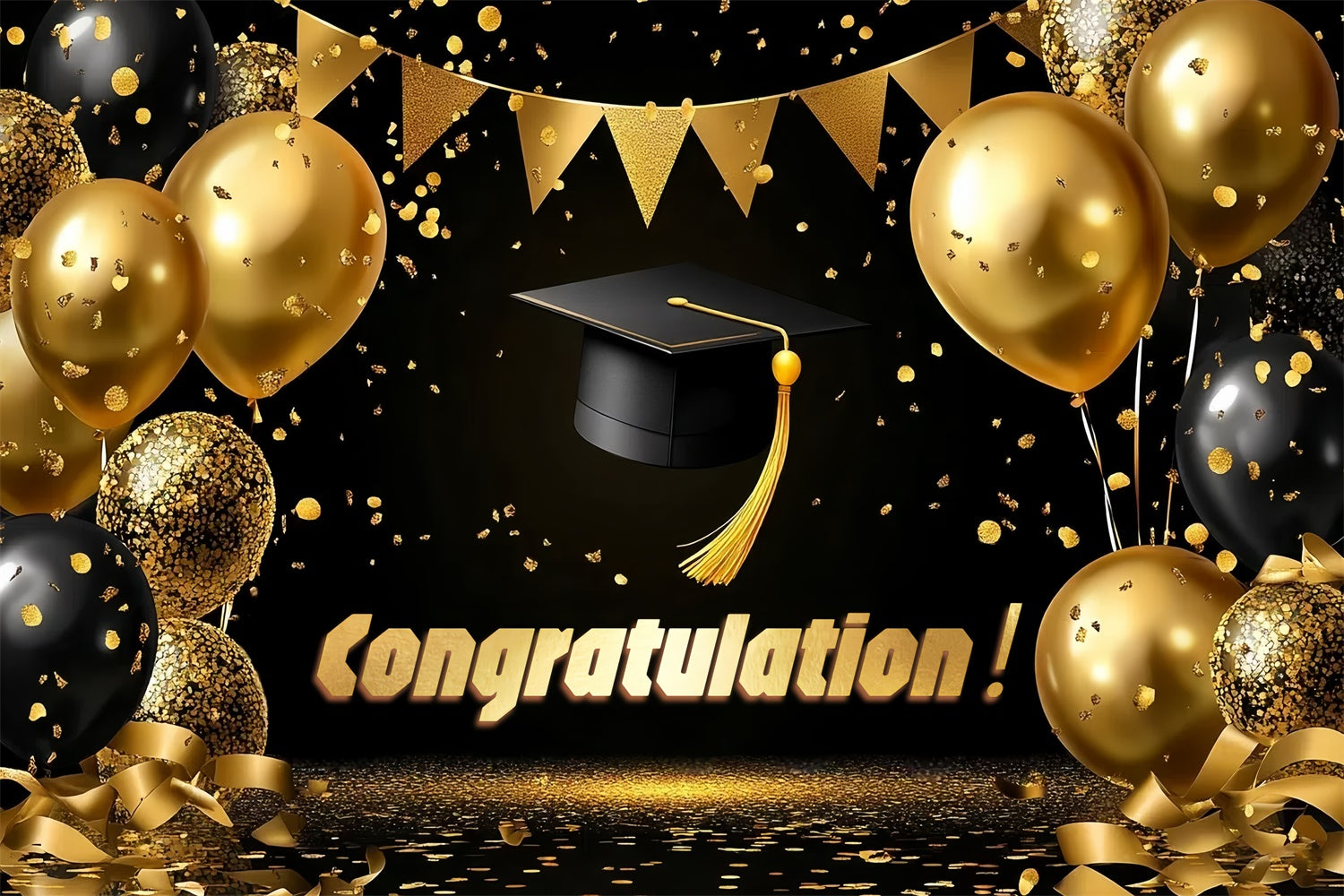Graduated Backdrop Goldene Ballon Konfetti Graduation Party Backdrop CSH3-243