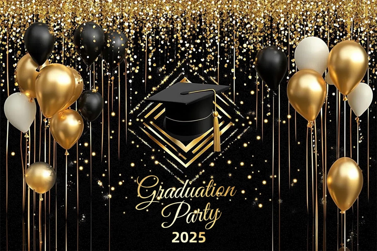 Graduation Backdrops Glitzernde Luftballons Graduation Party Backdrop CSH3-245