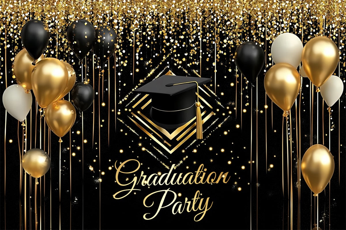 Graduation Backdrops Glitzernde Luftballons Graduation Party Backdrop CSH3-245