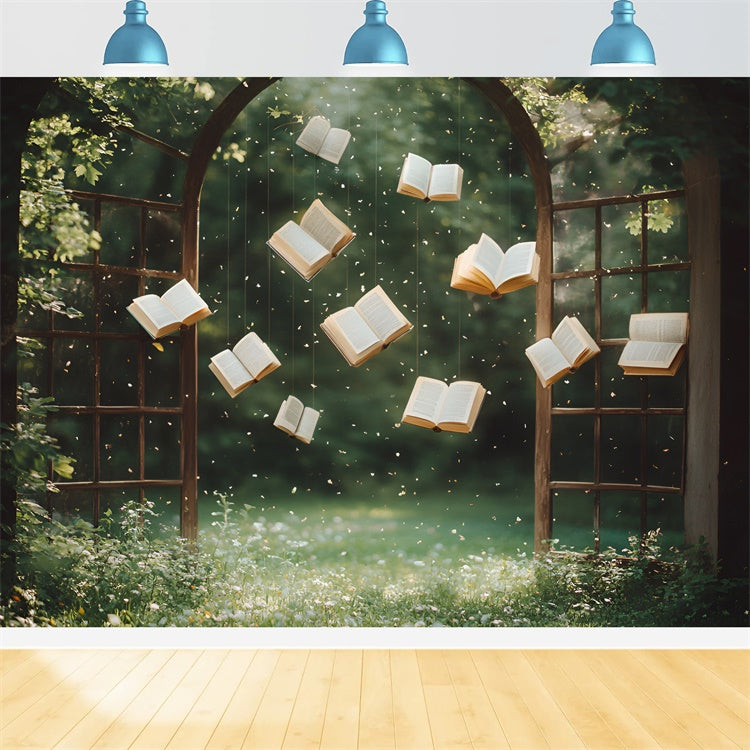 Back To School Fotohintergrund Schwebende verzauberte Bücher Hintergrund CSH3-25