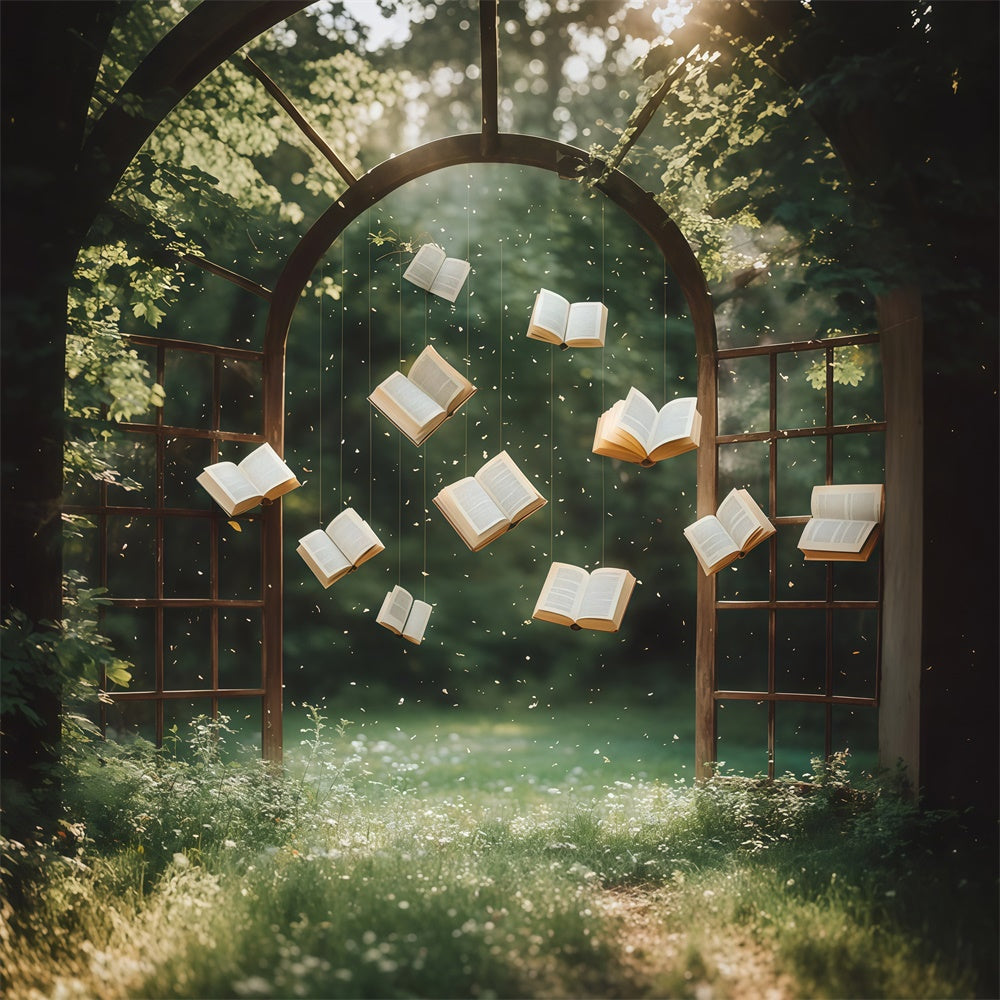 Back To School Fotohintergrund Schwebende verzauberte Bücher Hintergrund CSH3-25
