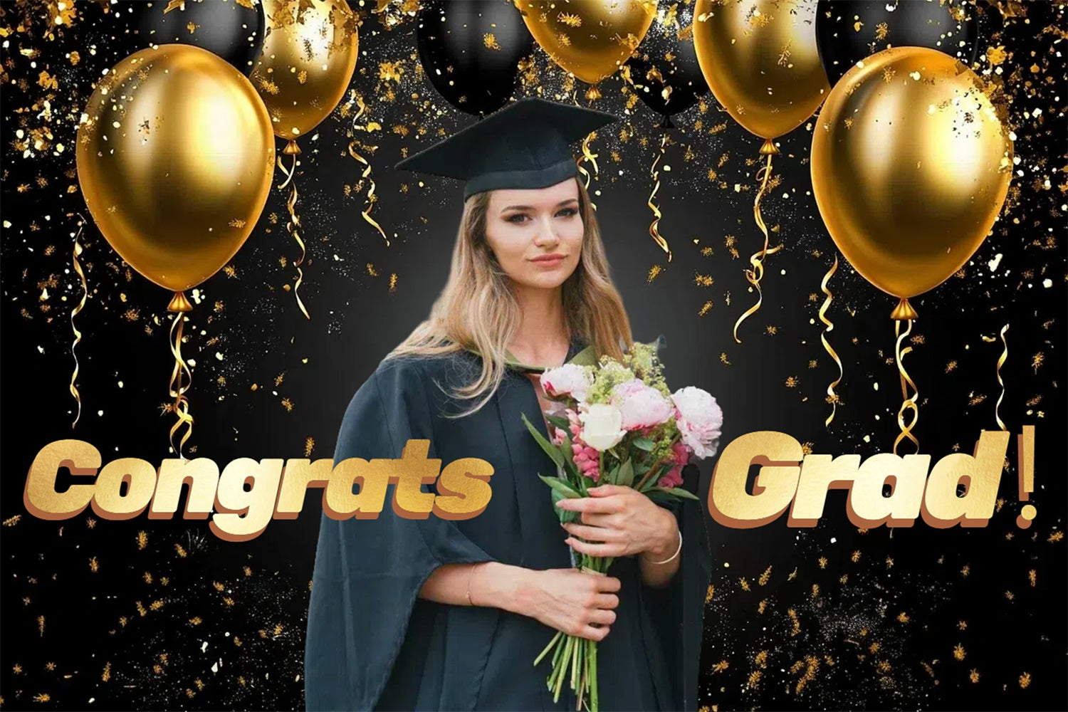 Custom Graduation Fotohintergrund Goldene Ballon Graduation Party Hintergrund CSH3-259