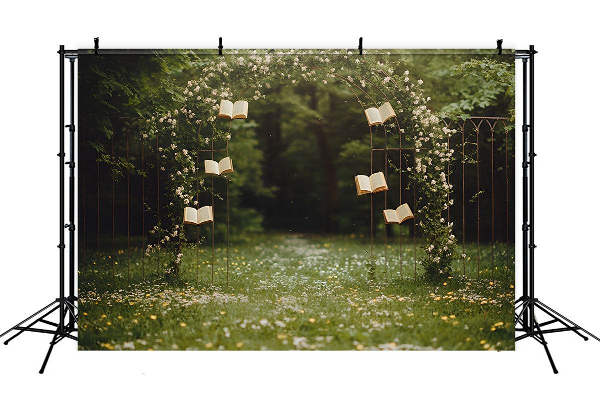 Back To School Fotografie Backdrop Floral Vine Books Backdrop CSH3-26