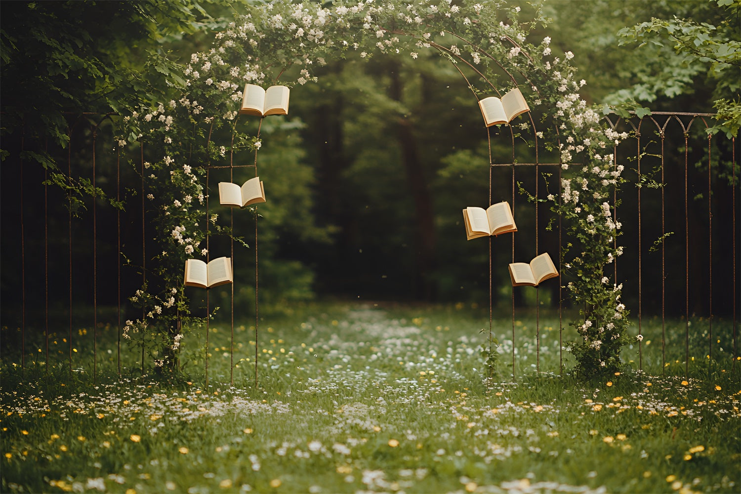 Back To School Fotografie Backdrop Floral Vine Books Backdrop CSH3-26