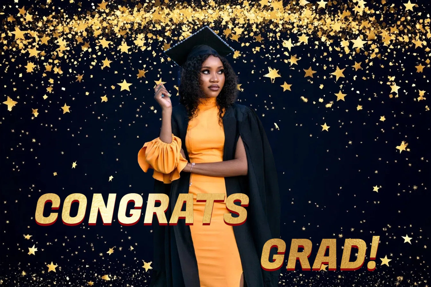 Customized Graduation Backdrop Gold Sterne Konfetti Graduation Party Backdrop CSH3-265