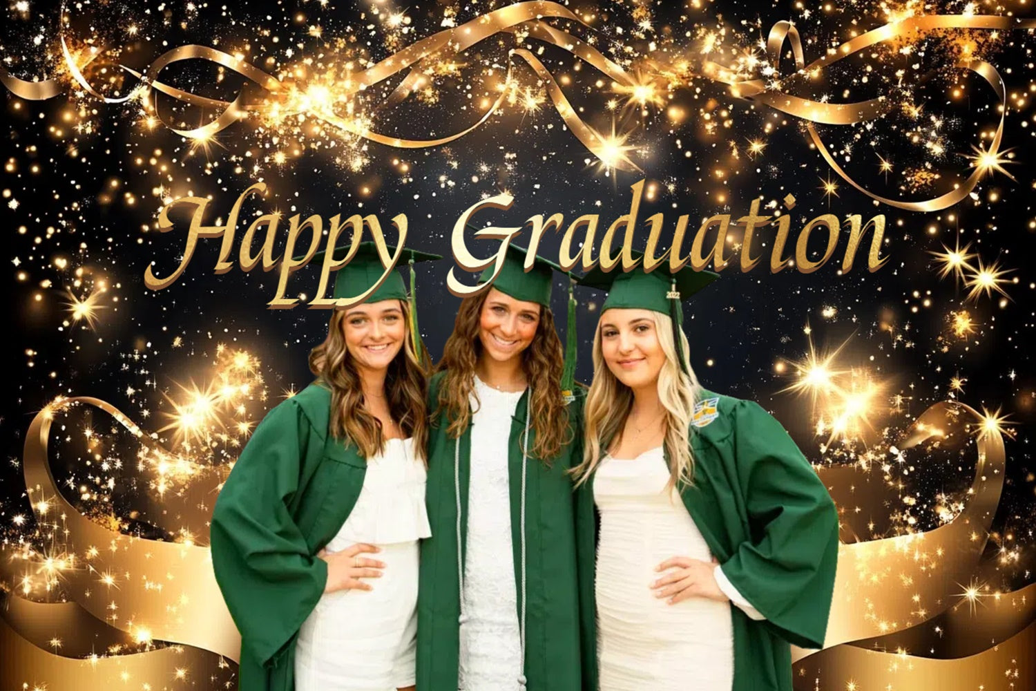 Personalisierte Graduation Backdrop Gold Ribbon Shine Graduation Party Backdrop CSH3-267