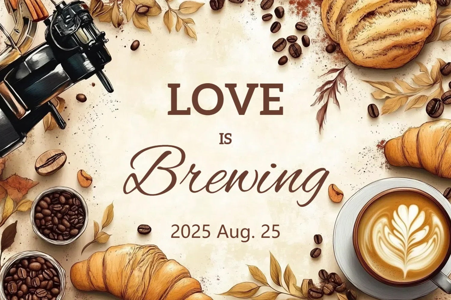 Hochzeit Backdrop Espresso Croissant Herbst Custom Backdrop CSH3-271