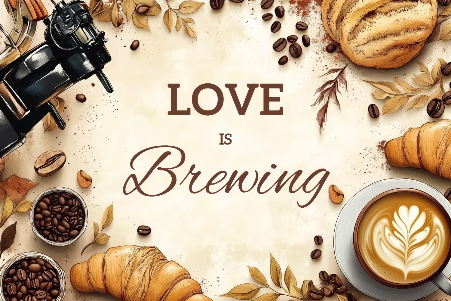 Hochzeit Backdrop Espresso Croissant Herbst Custom Backdrop CSH3-271