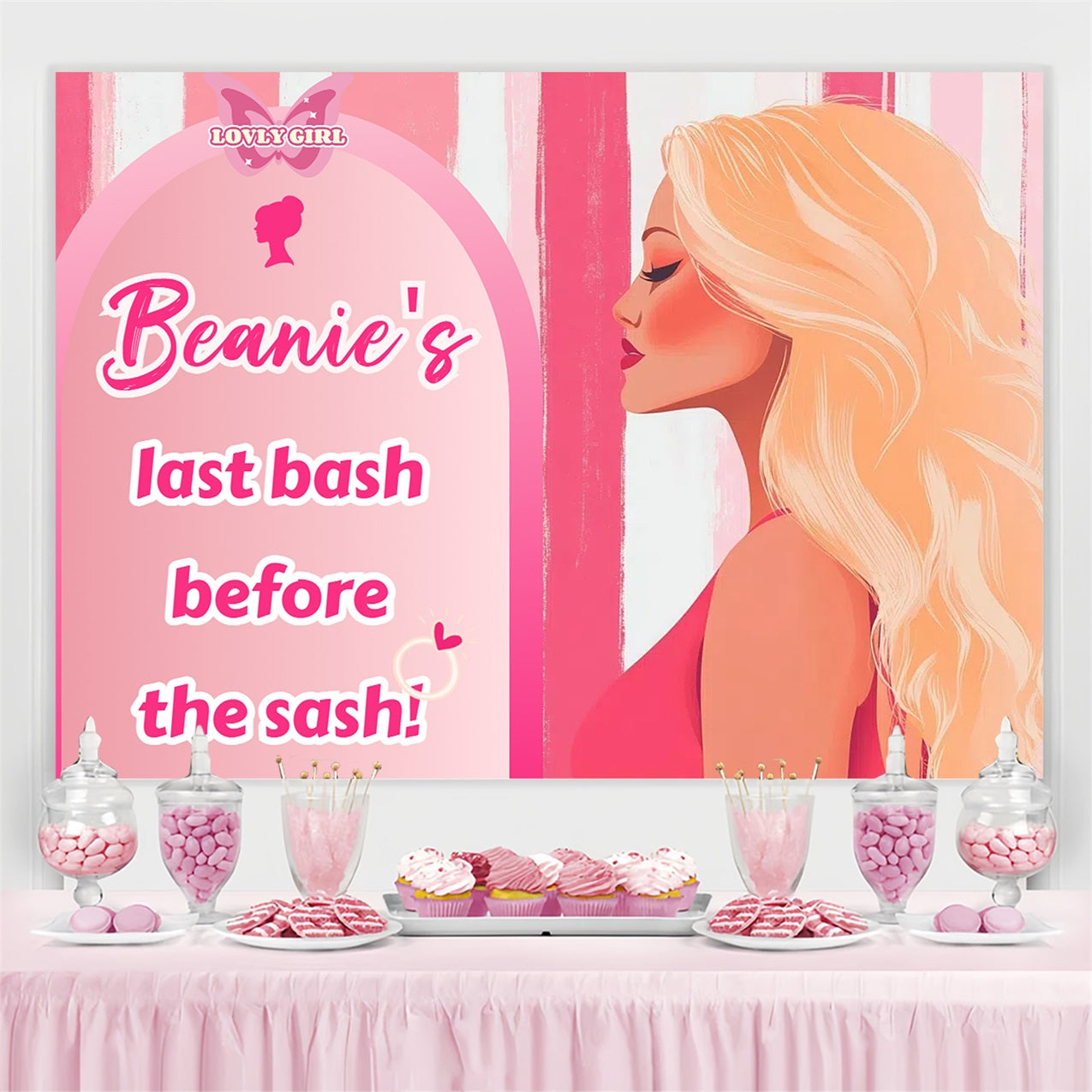 Hochzeit Dusche Backdrop Rosa Mädchen Bash Personalisierte Backdrop CSH3-297