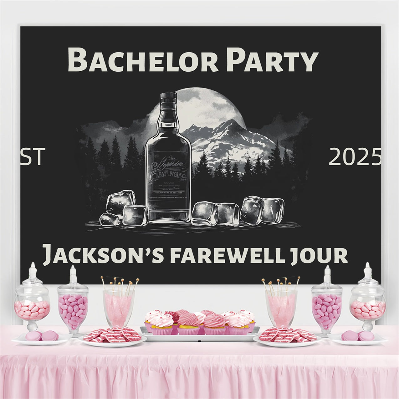 Backdrop Hochzeit Wald Bachelor Whiskey Personalisierte Backdrop CSH3-305