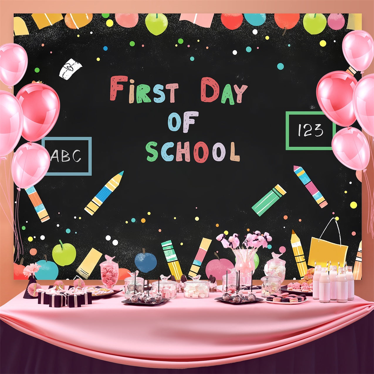 Back To School Backdrop Ideen Fun Blackboard Dekoration Backdrop CSH3-42