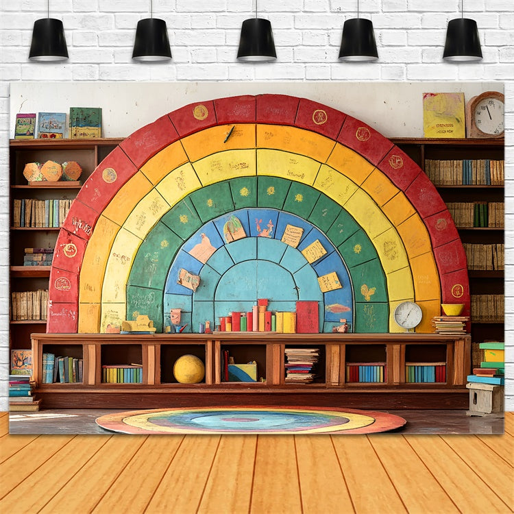 Backdrop Back To School Buntes Puzzle Bücherregal Backdrop CSH3-5