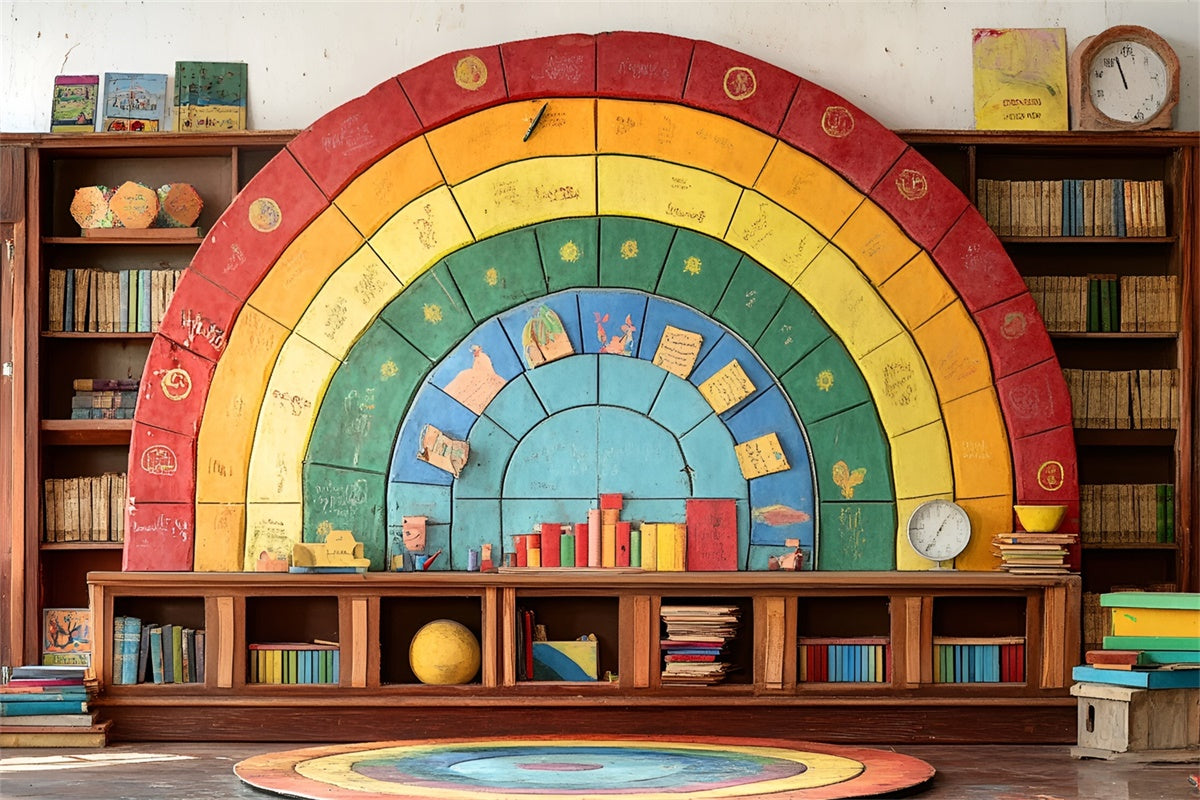 Backdrop Back To School Buntes Puzzle Bücherregal Backdrop CSH3-5