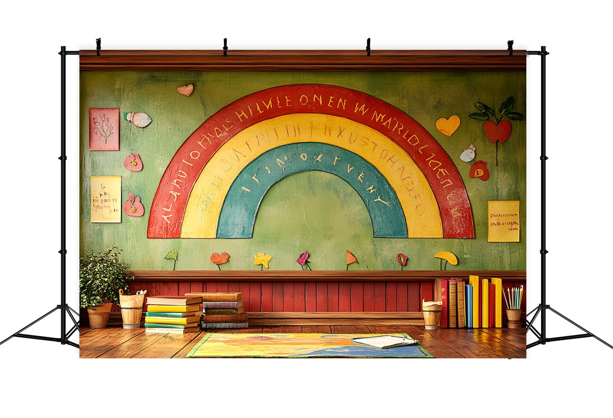 Back To School Backdrop Handgefertigte Kreidetafel Regenbogen Backdrop CSH3-6