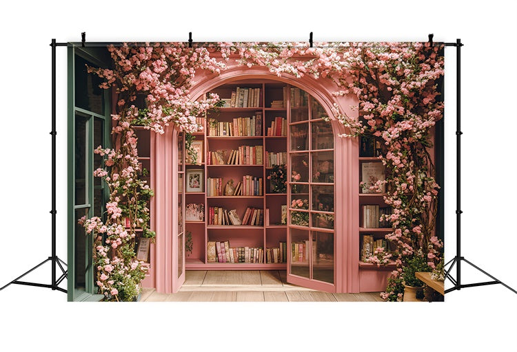 Backdrop für Back To School Kirschblüten Bibliothek Hintergrund CSH3-7