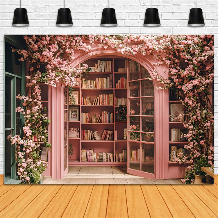 Backdrop für Back To School Kirschblüten Bibliothek Hintergrund CSH3-7