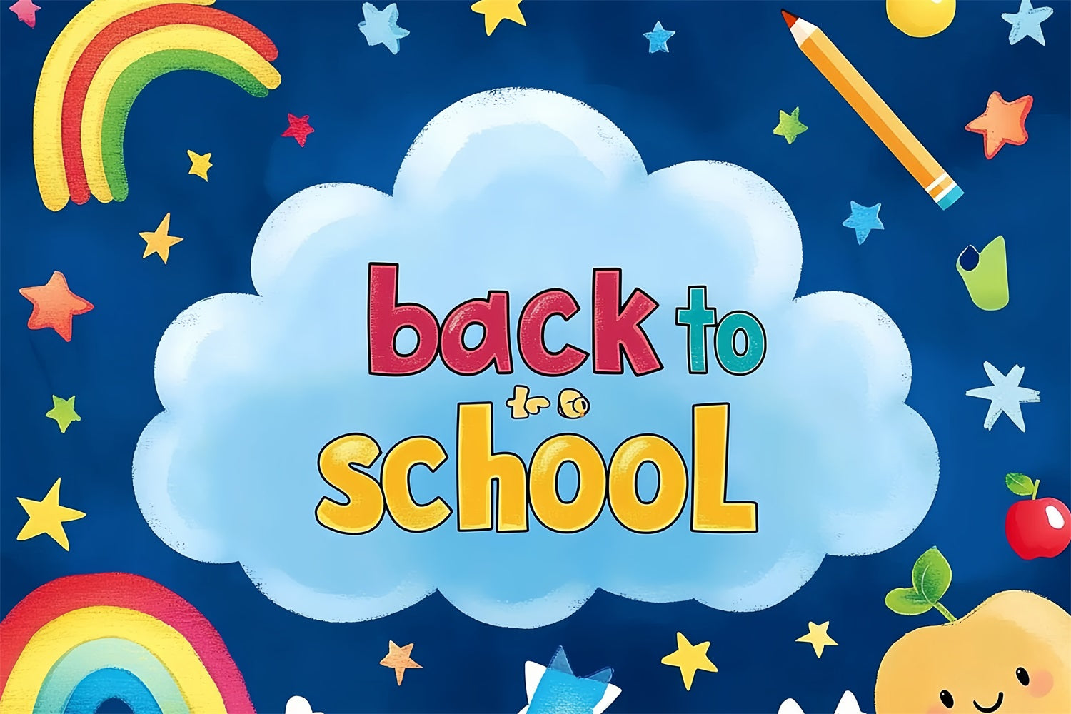 Back To School Backdrop Regenbogen Sterne Learning Adventure Backdrop CSH3-70