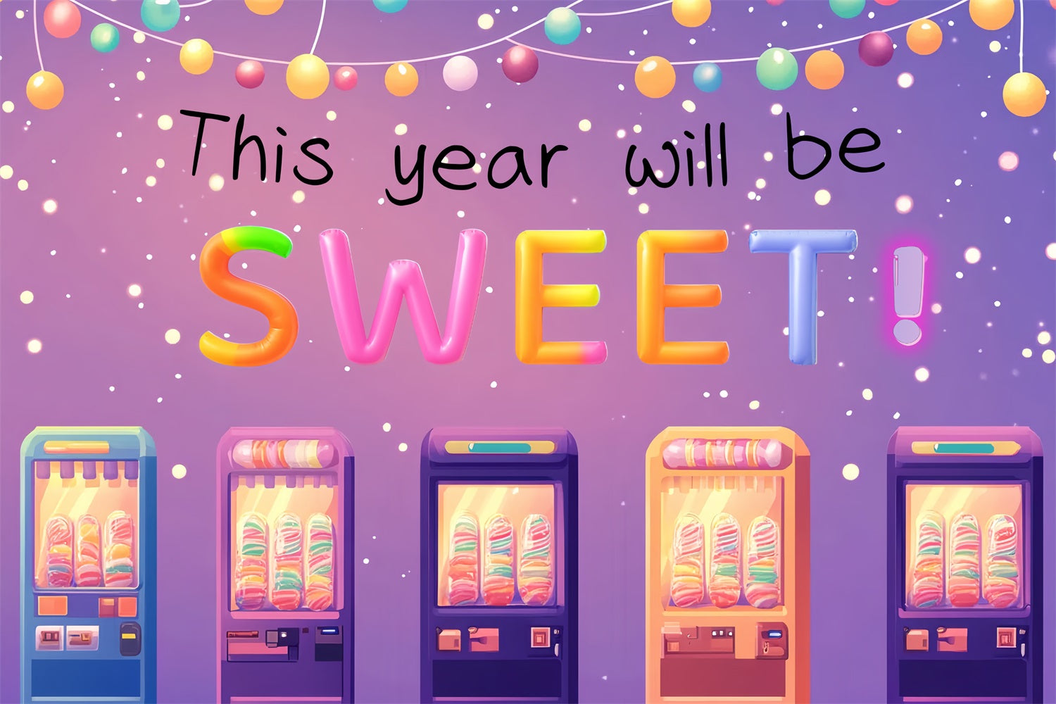 Backdrop Back To School Bunte Süßigkeiten Maschinen Schule Backdrop CSH3-78