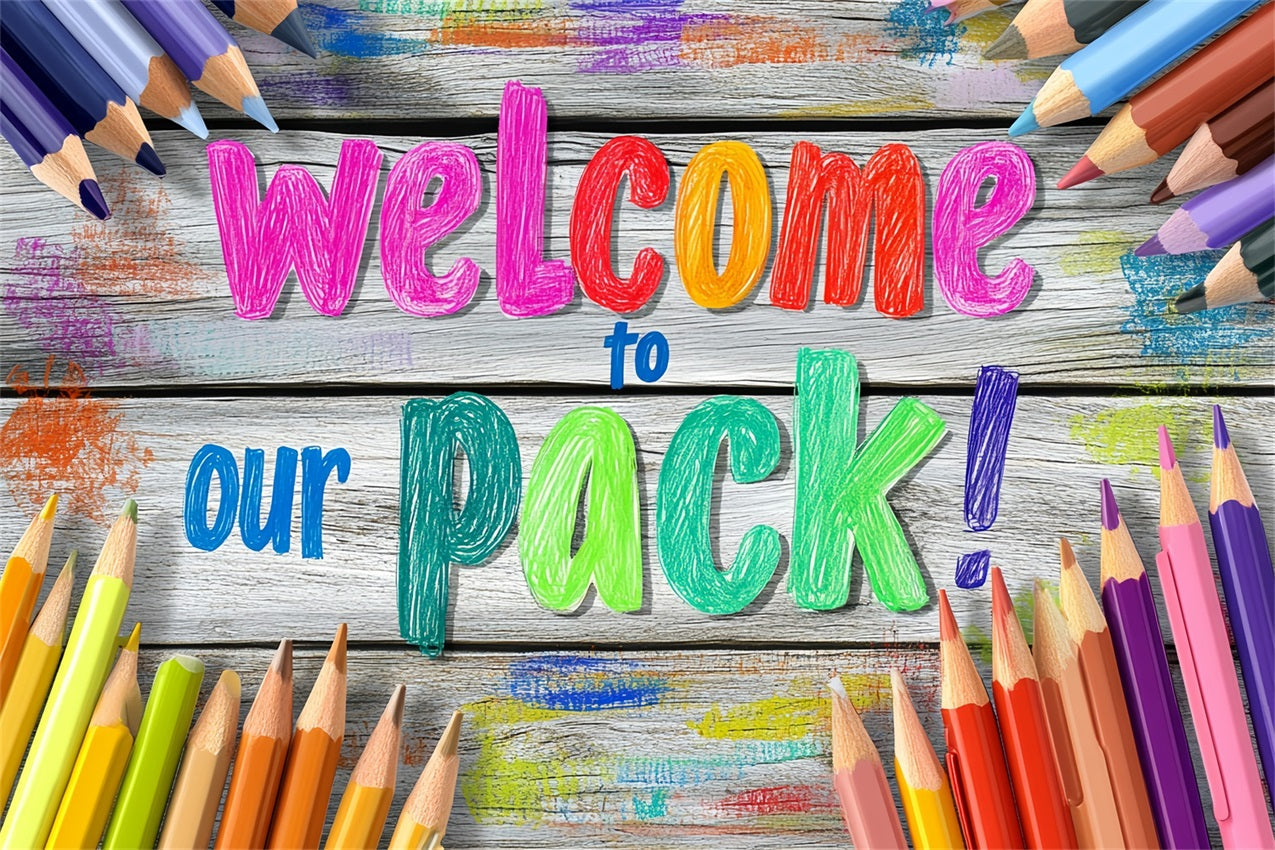 Back To School Fotokulisse Bunte Bleistift Holz Backdrop CSH3-79