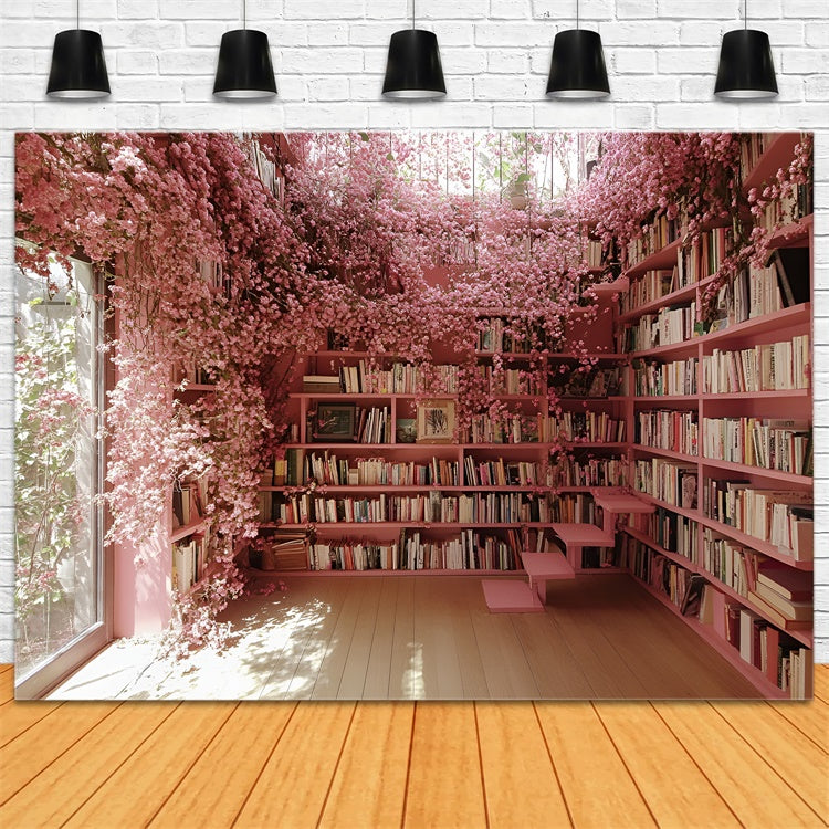 Backdrop Back To School Kirschblüte Bücherecke Backdrop CSH3-8