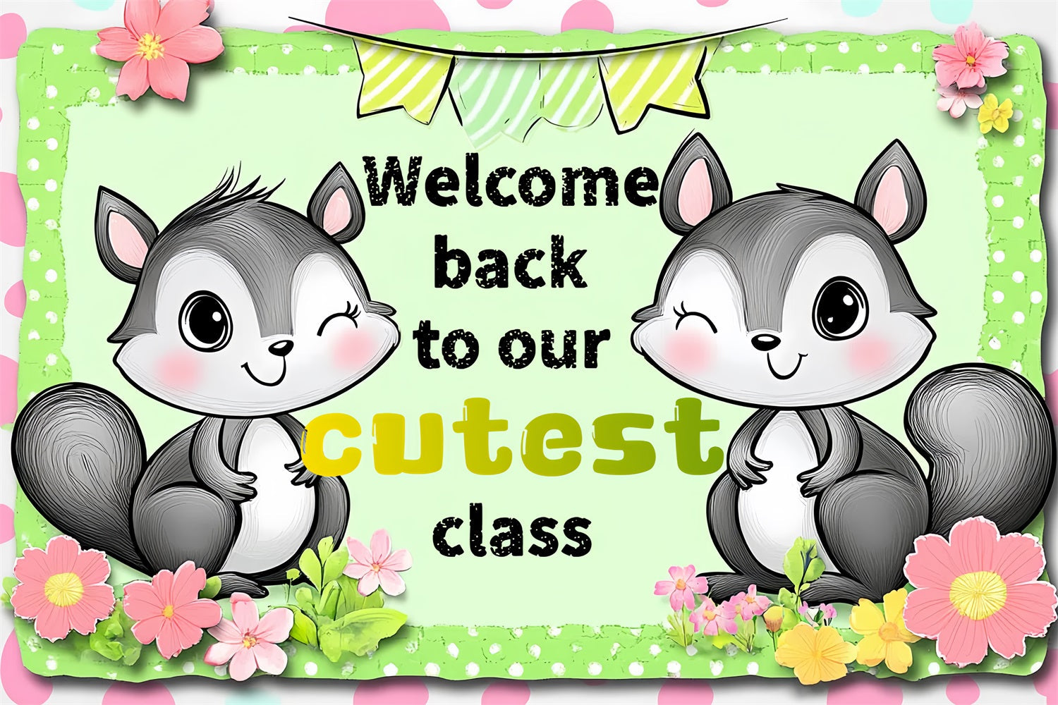 Backdrop für Back To School Adorable Eichhörnchen Willkommen Backdrop CSH3-83