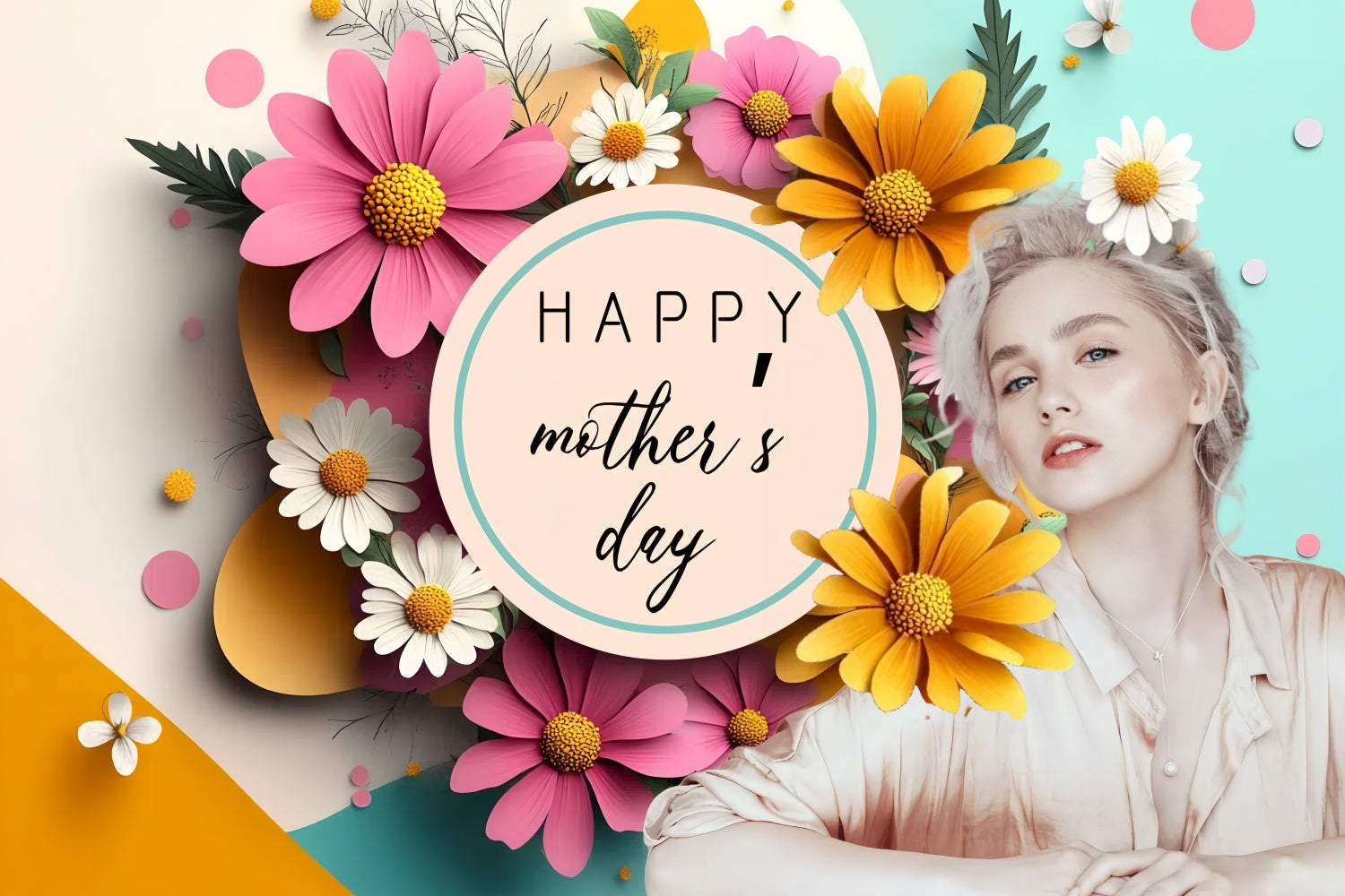 Muttertags-Hintergrundbild zum Anpassen Vibrierende Margerite Pastell CSH3-95