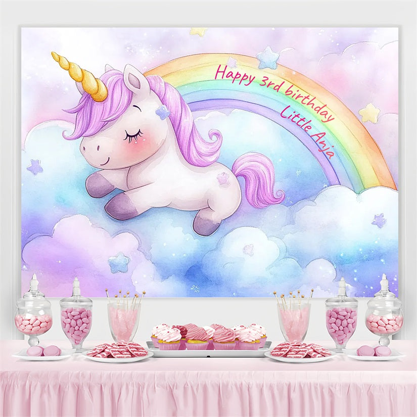 Benutzerdefinierte Backdrop For Geburtstag Party Einhorn Dreamland Rainbow Backdrop CSH4-12