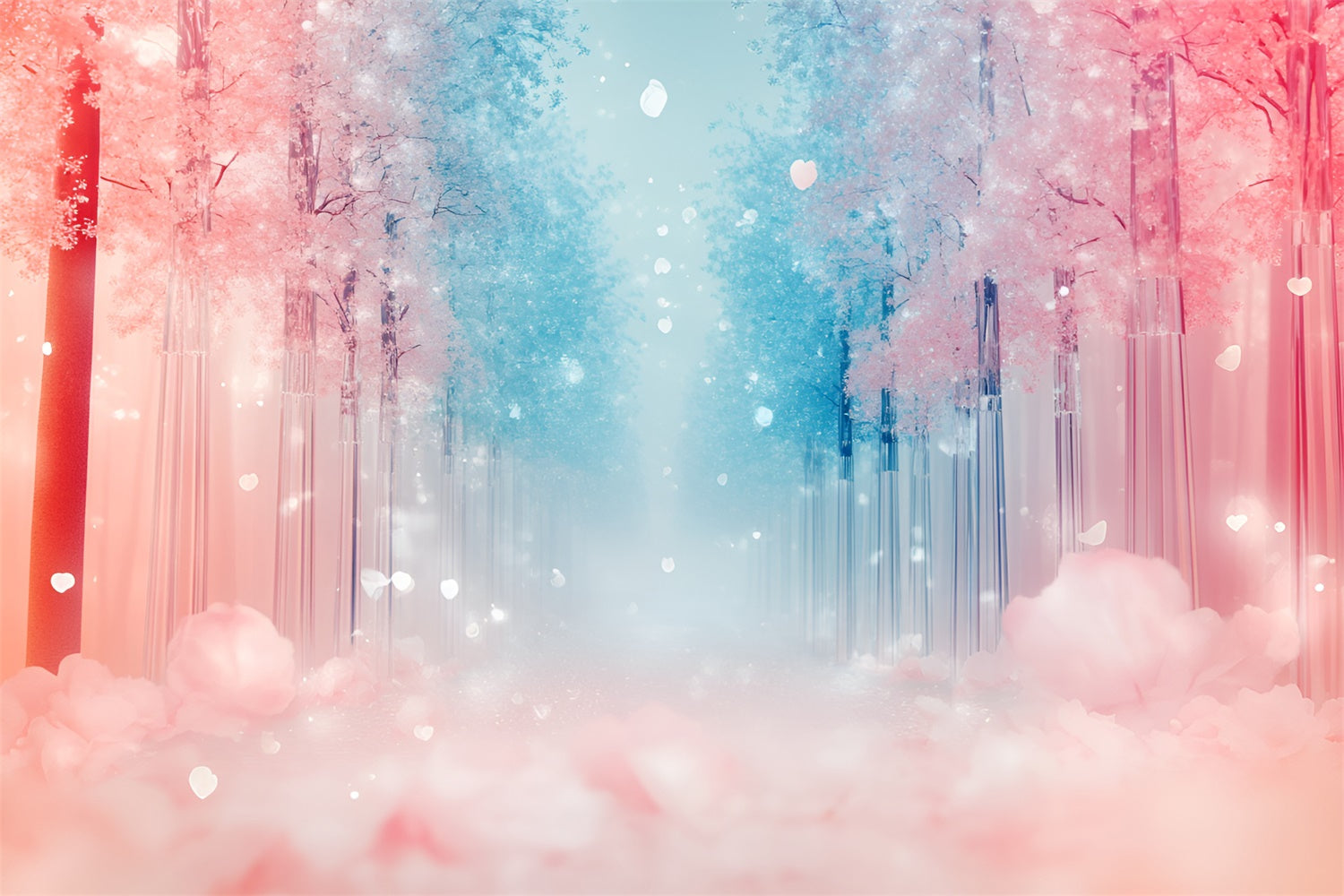 Fantasy Forest Backdrop Verträumter Pfad Fallende Blütenblätter Backdrop CSH4-118