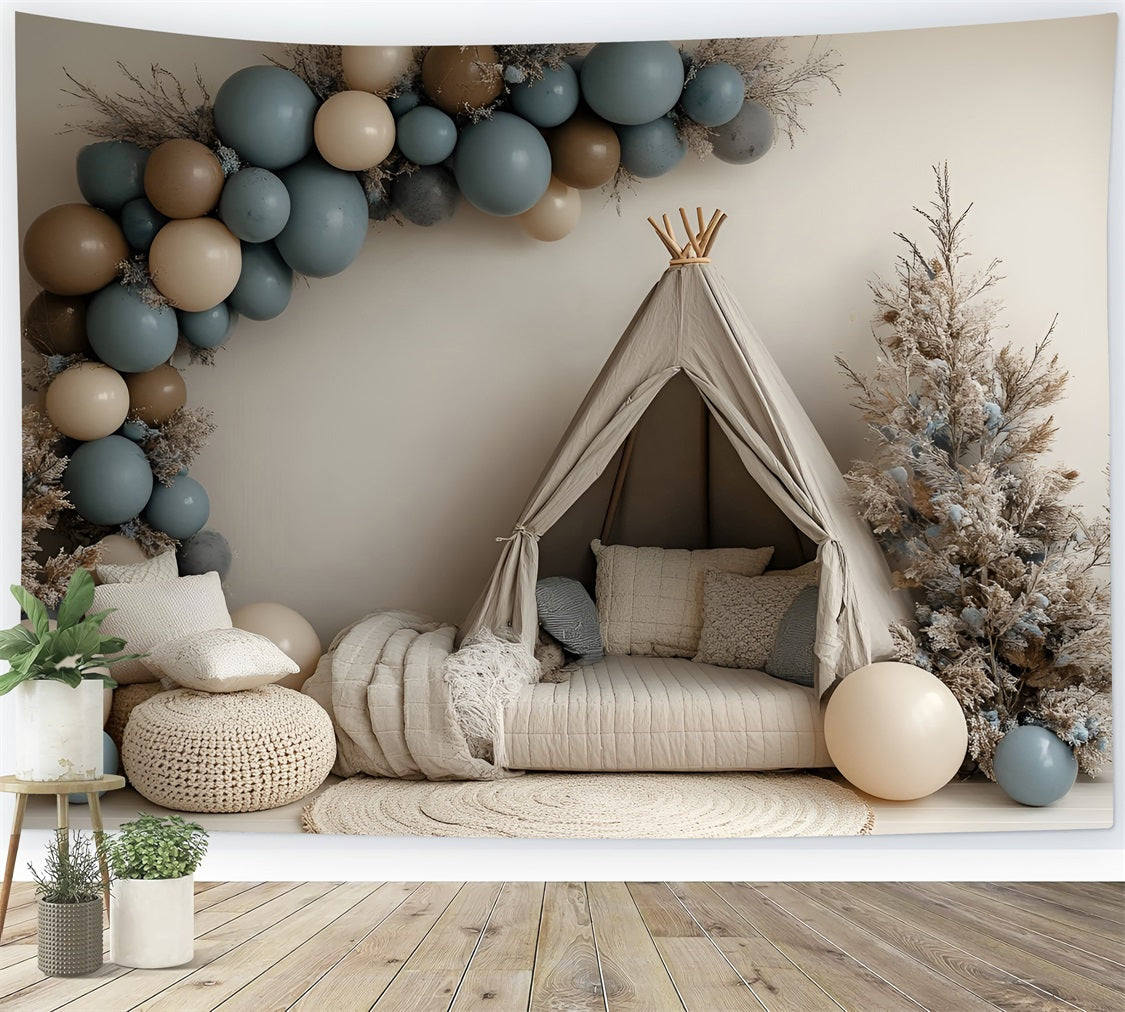 Boho Fotokulisse Gemütliches Zelt Winter Ballon Kulisse CSH4-137