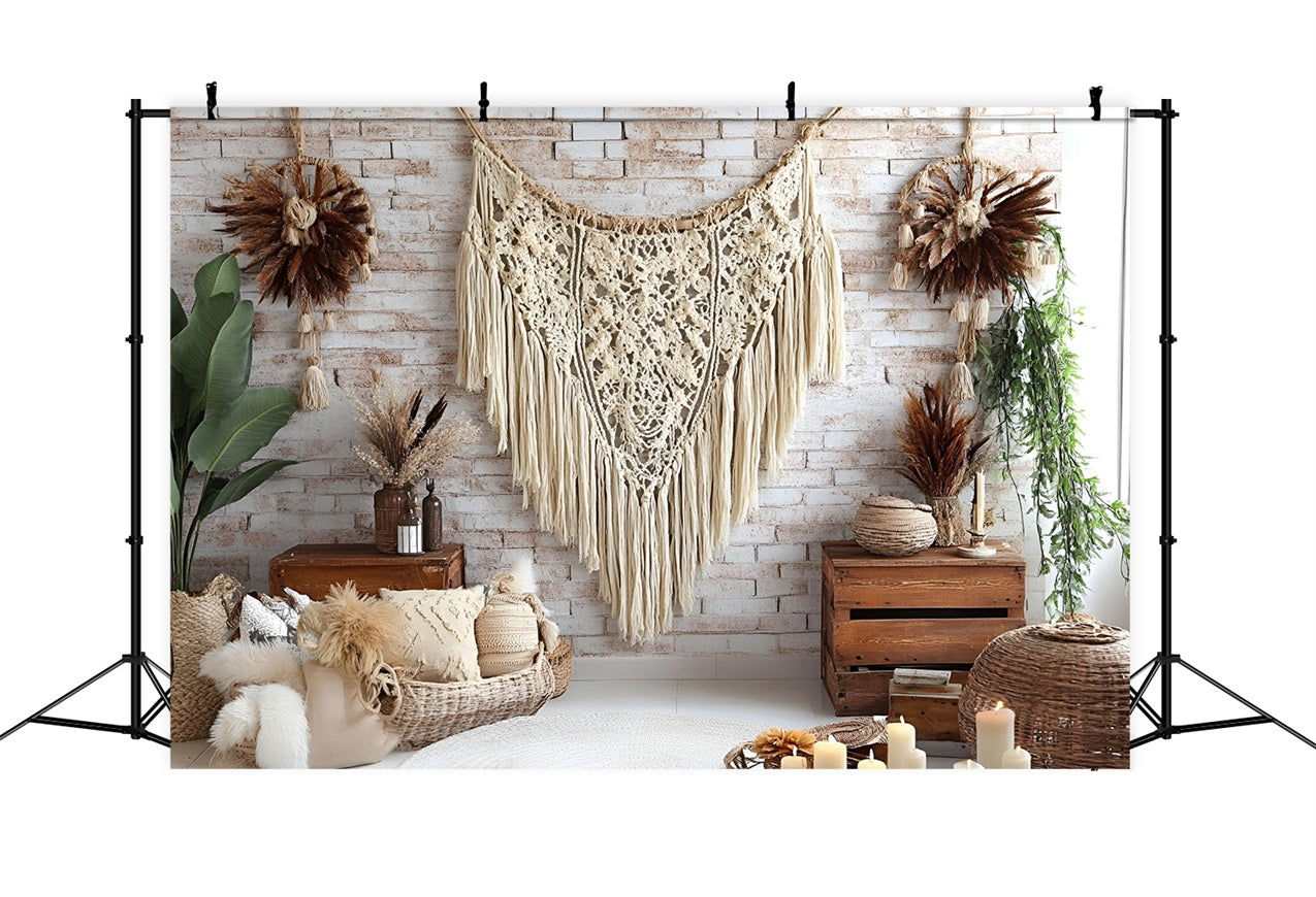 Boho-Fotohintergrund Ziegelmauer Makramee-Hintergrund CSH4-141