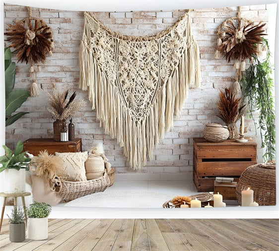 Boho-Fotohintergrund Ziegelmauer Makramee-Hintergrund CSH4-141