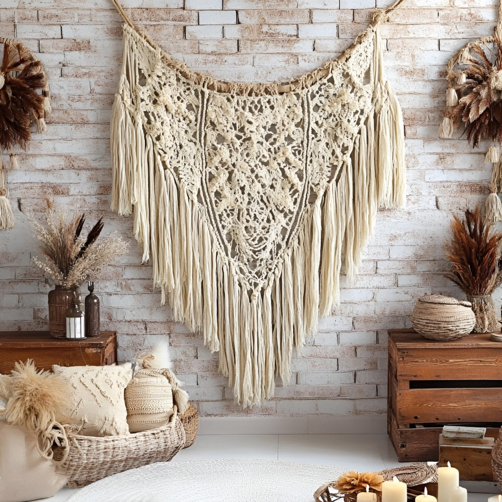 Boho-Fotohintergrund Ziegelmauer Makramee-Hintergrund CSH4-141