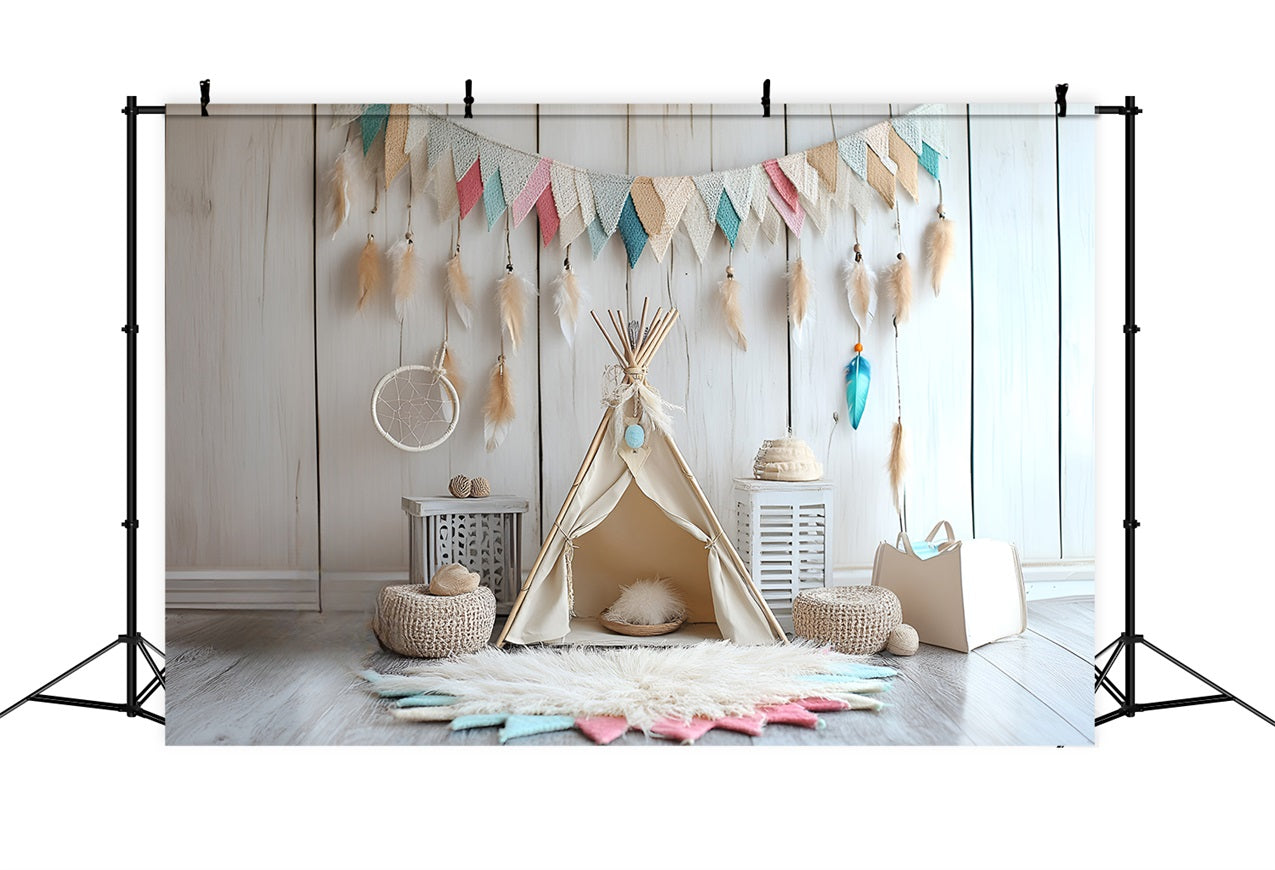 Boho Backdrops Federgirlande Kinderzelt Backdrop CSH4-144