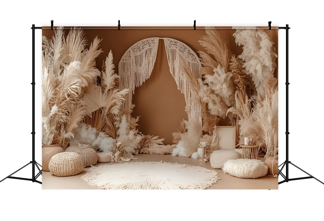 Boho Fotokulisse Drape Makramee Bogen Pampas Hintergrund CSH4-145