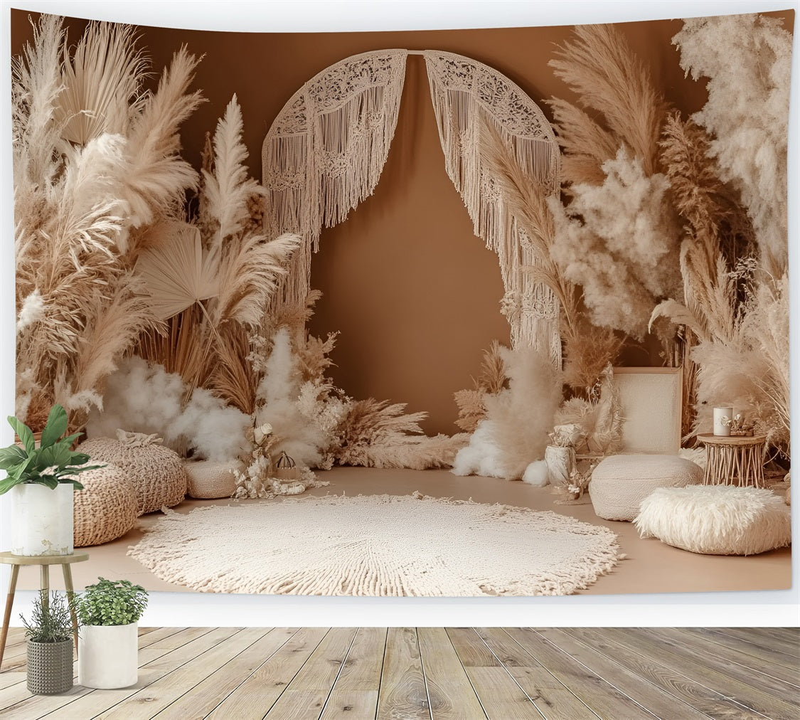Boho Fotokulisse Drape Makramee Bogen Pampas Hintergrund CSH4-145