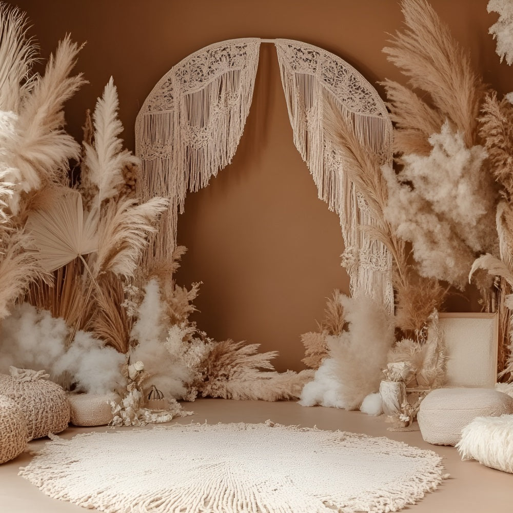Boho Fotokulisse Drape Makramee Bogen Pampas Hintergrund CSH4-145