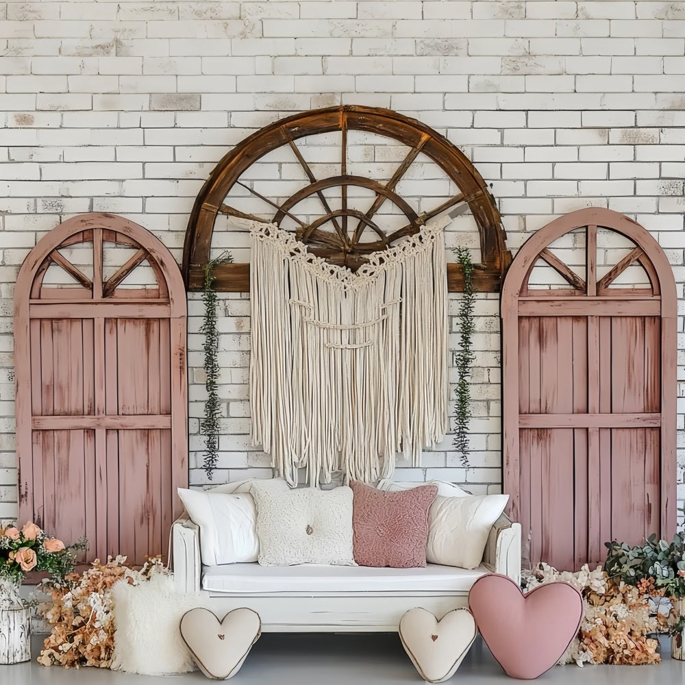 Boho Fotografie Backdrop Bogen Fenster Sofa Liebe Backdrop CSH4-148