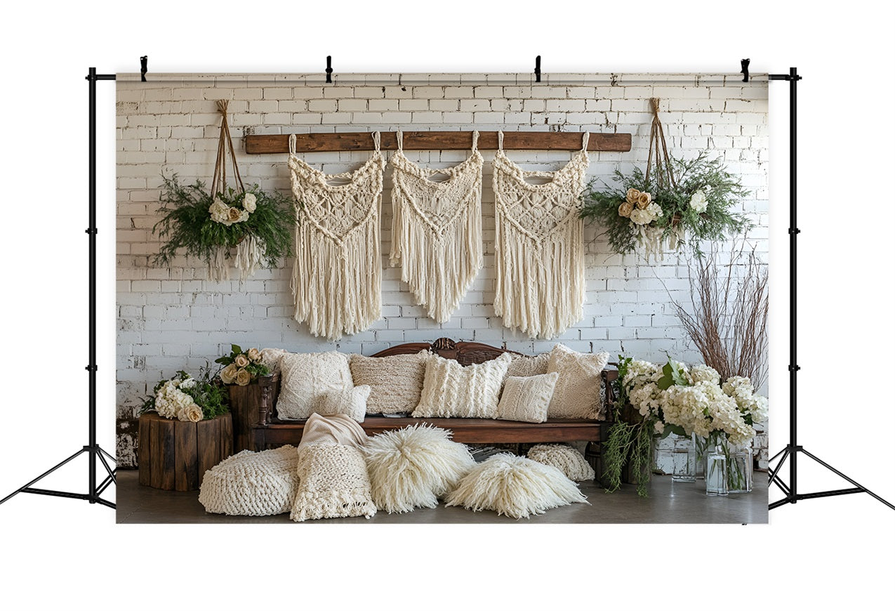 Boho Backdrop Ideen Makramee Blume hängend Hintergrund CSH4-152