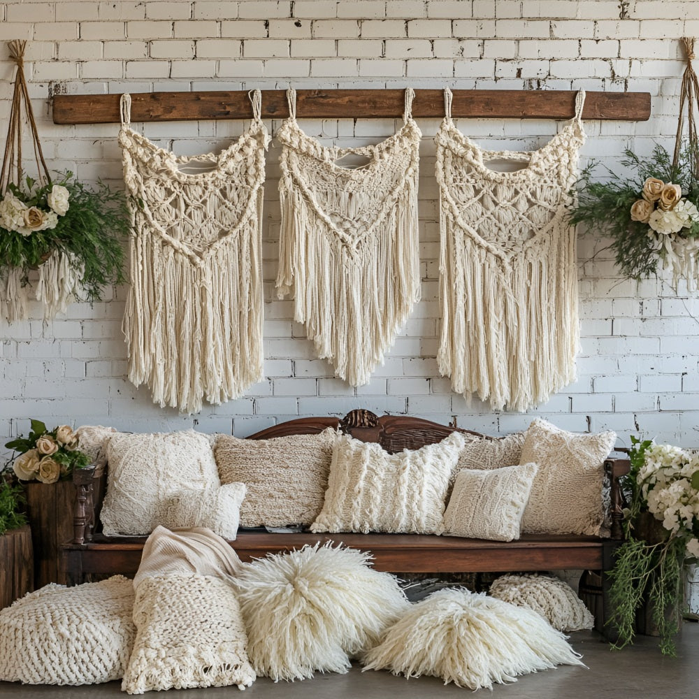 Boho Backdrop Ideen Makramee Blume hängend Hintergrund CSH4-152