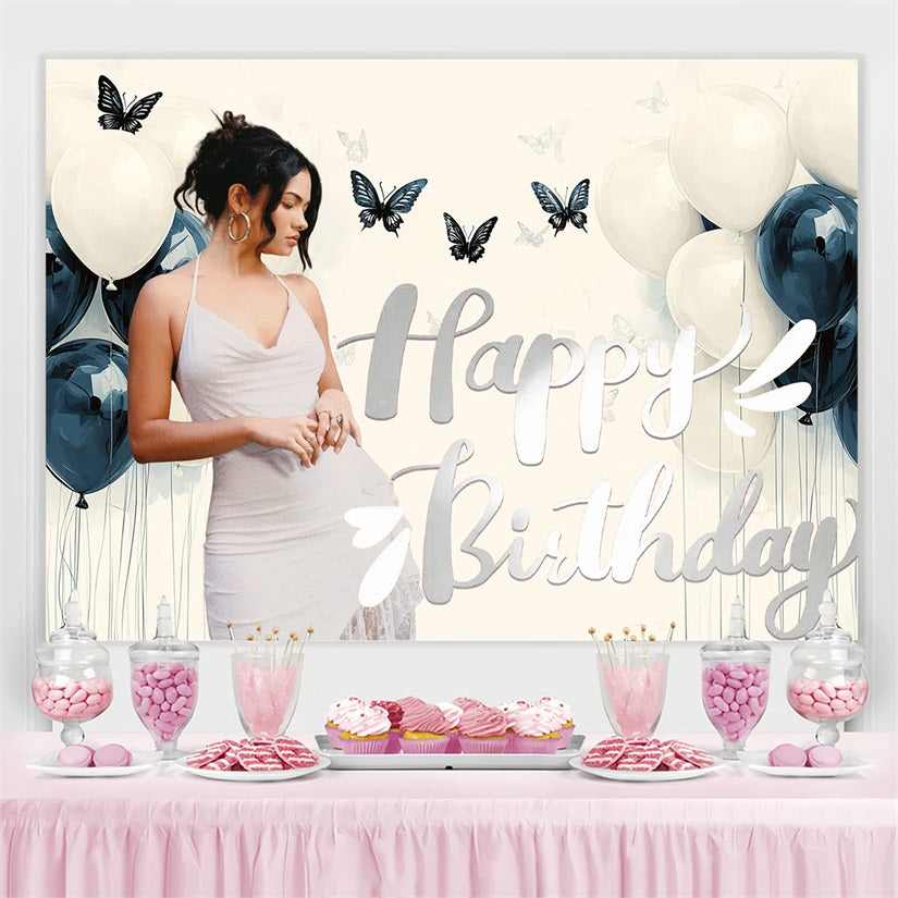 Customize Backdrop For Geburtstag White Ballons Schmetterling Backdrop CSH4-17