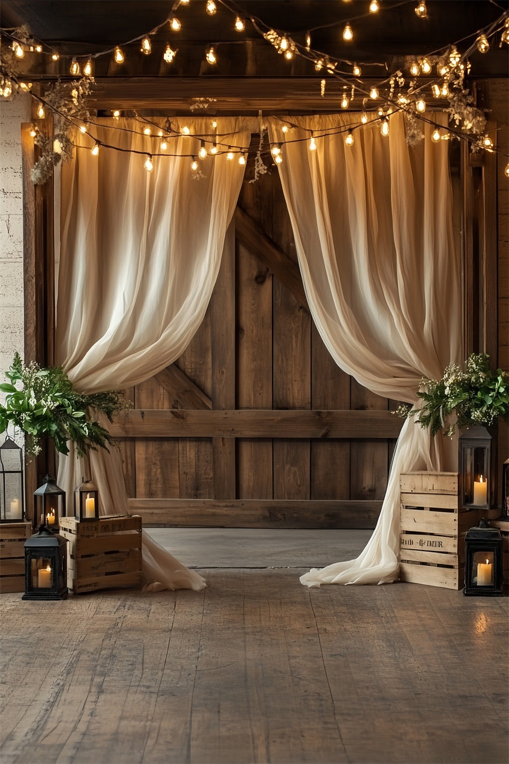 Barnwood Backdrop Holzvorhänge Kerzen Hintergrund CSH4-205