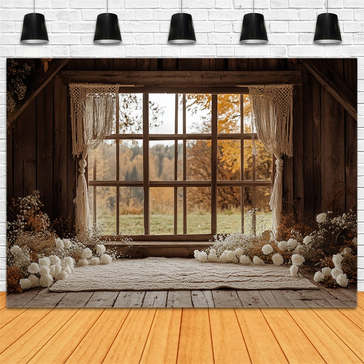 Boho Backdrop Ideen Scheune Fenster Blumen Hintergrund CSH4-233